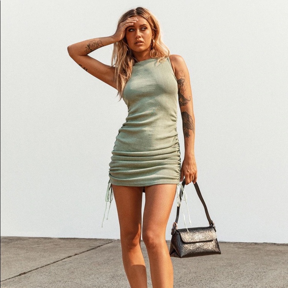 Lioness Military Minds Mini Dress Sage Green NWT sz M